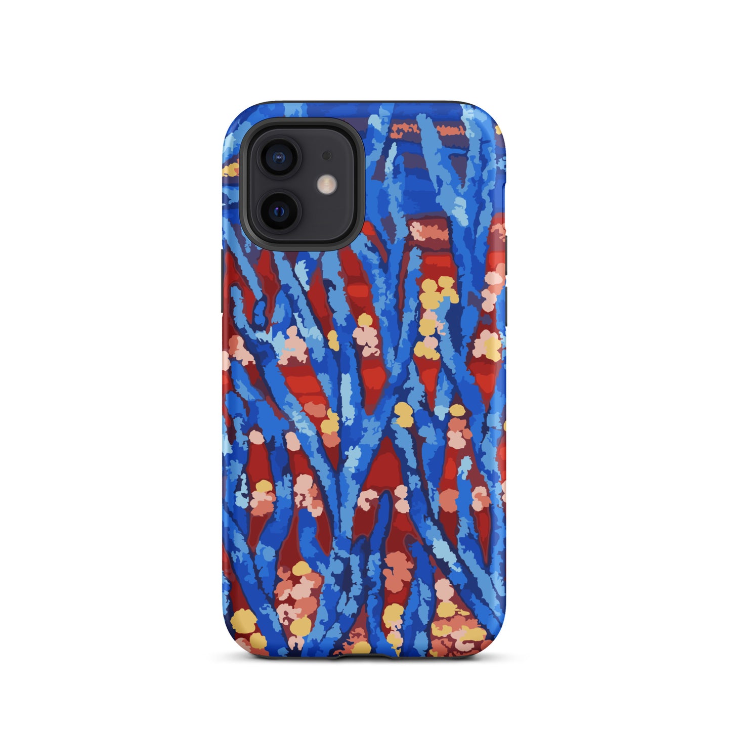 iPhone tough case blue floral abstract