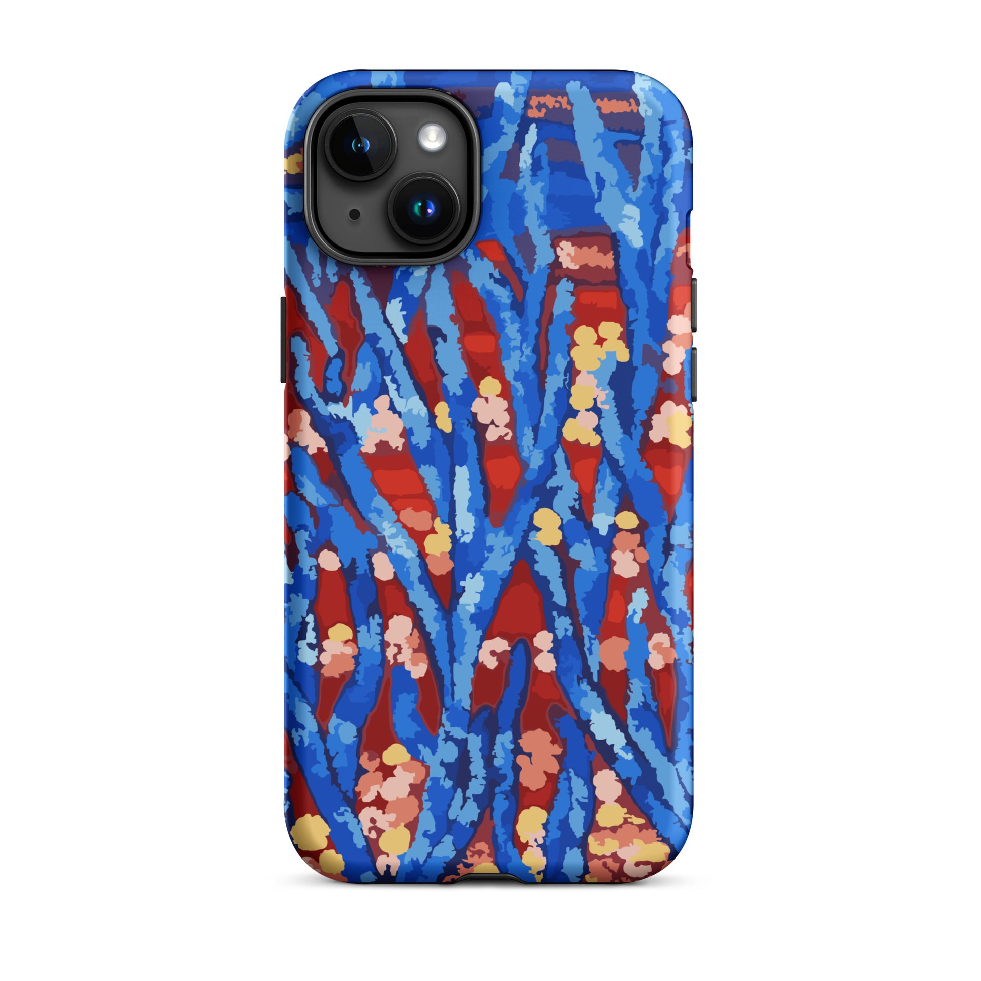 abstract blue wildflower iPhone tough case with modern art design