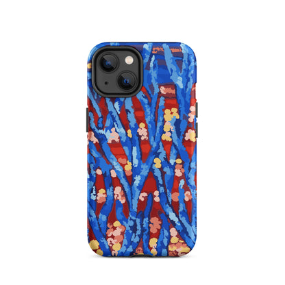 abstract blue floral iPhone case