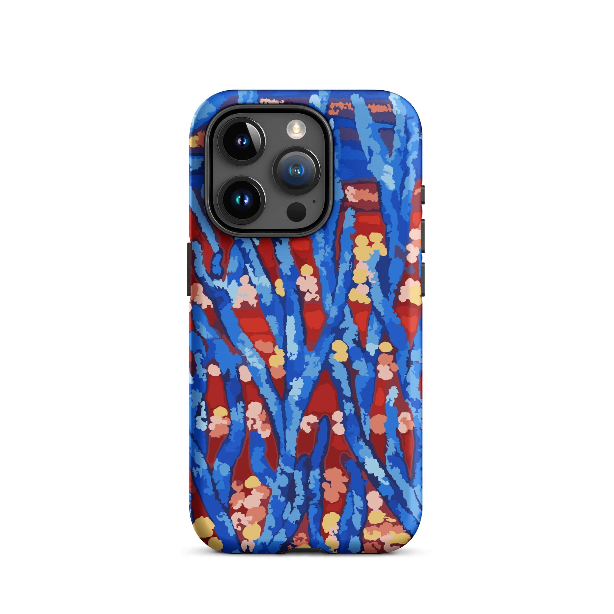 blue floral abstract phone case for iPhone 15 pro