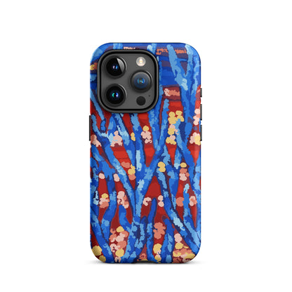 blue floral abstract phone case for iPhone 15 pro