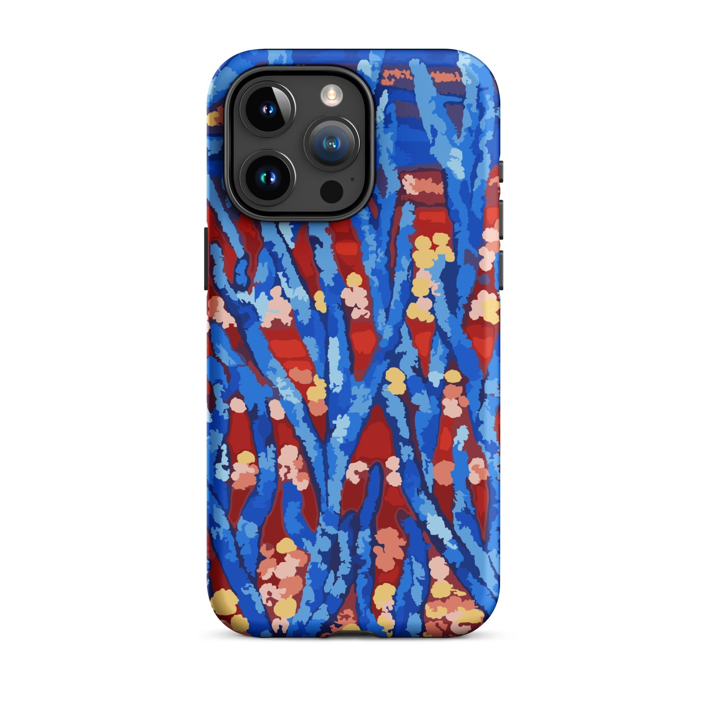 modern abstract flower iPhone protective case in blue tones