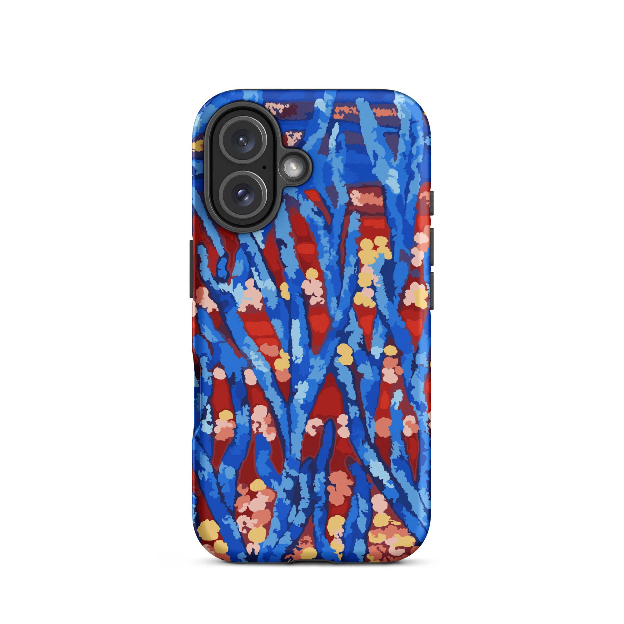artistic blue flower iPhone case with durable tough shell