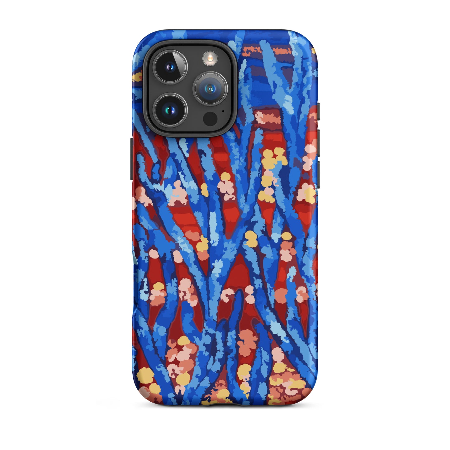 abstract botanical iPhone tough case in modern blue palette