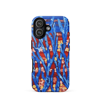 modern blue floral phone casr with rtistc abstract texture