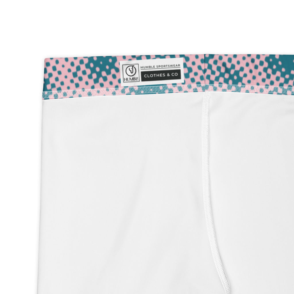 Fitness leggings camo print close-up with logo