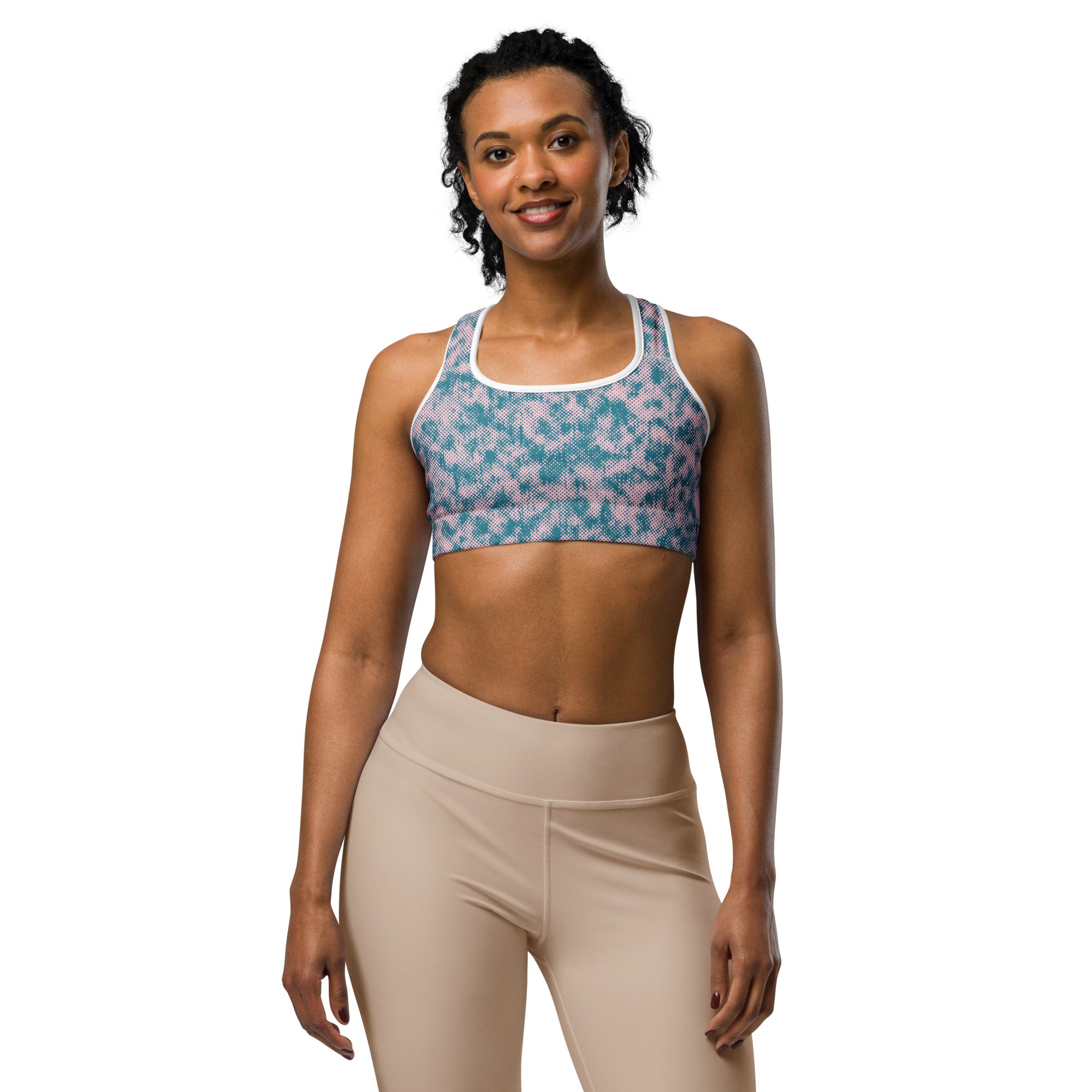 Abstract Camo Sports Bra front view