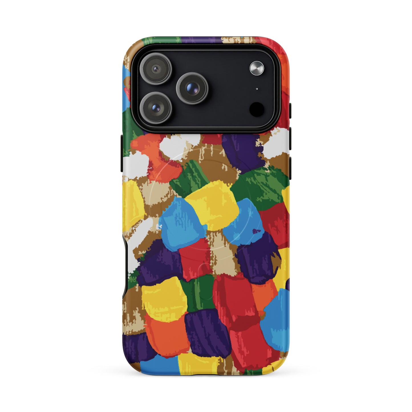 abstract MagSafe iPhone case with colorful modern art design
