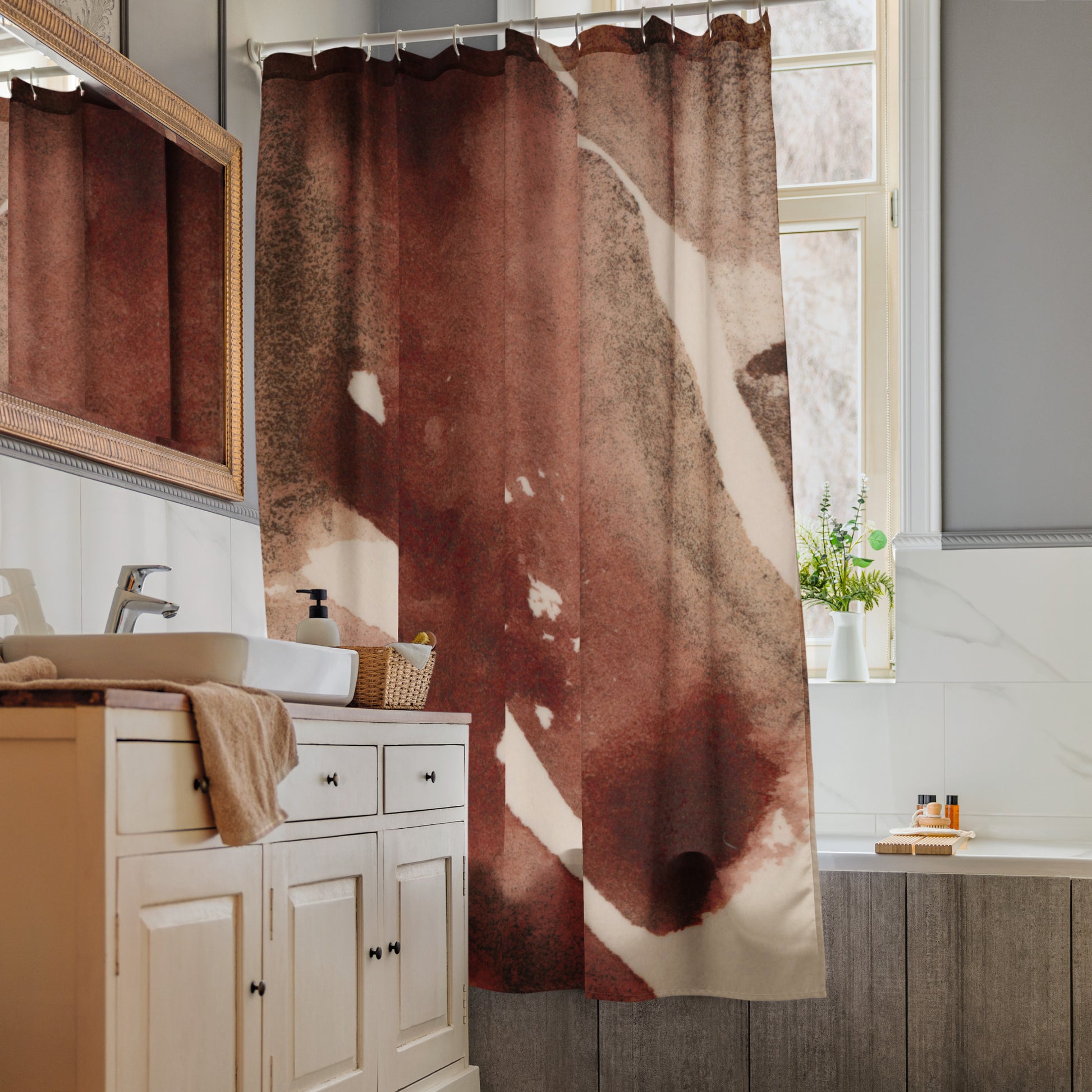 Contemporary Brown Shower Curtain - Mirfia