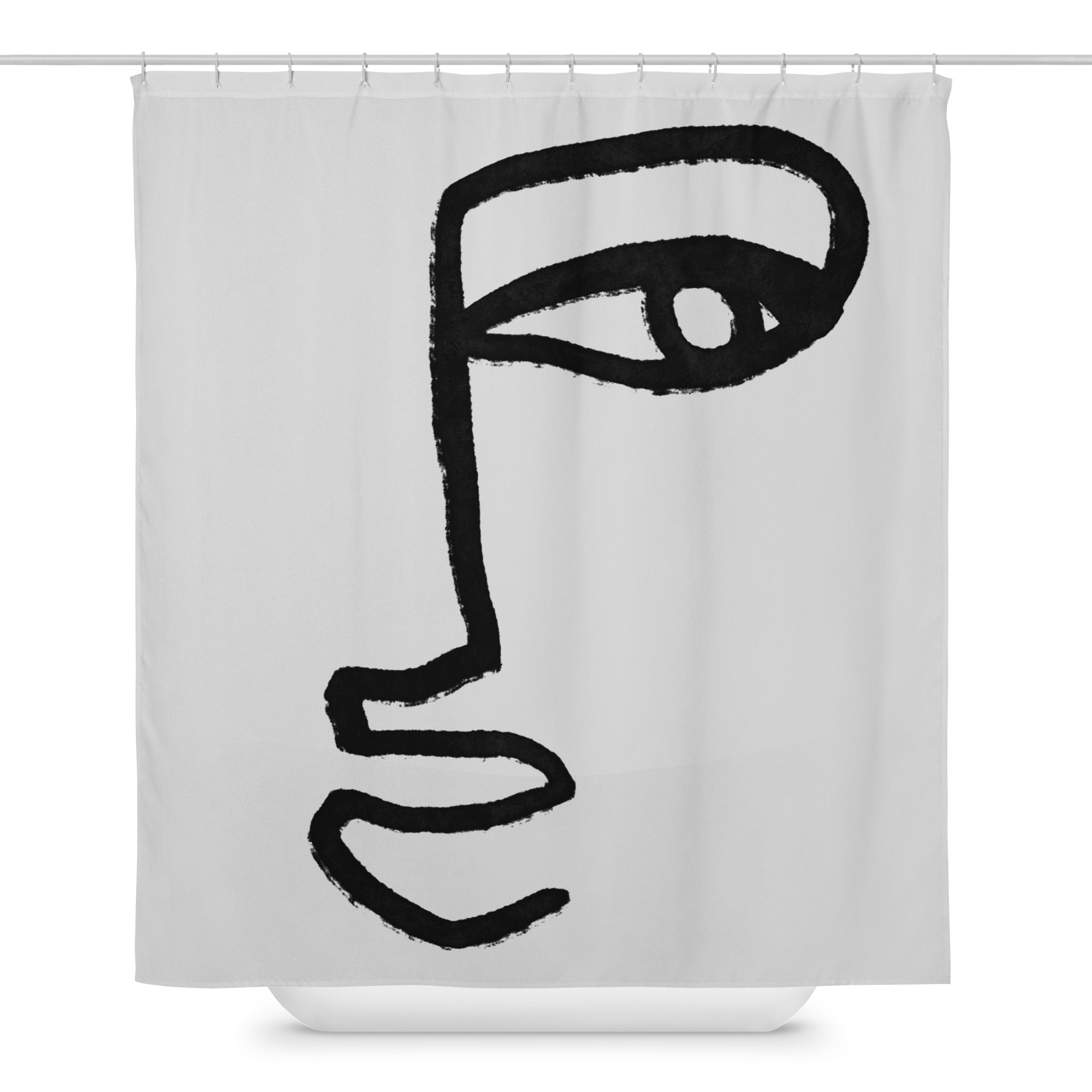 Abstract Face Line Art Shower Curtain - Mirfia