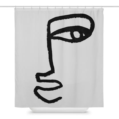 Abstract Face Line Art Shower Curtain - Mirfia