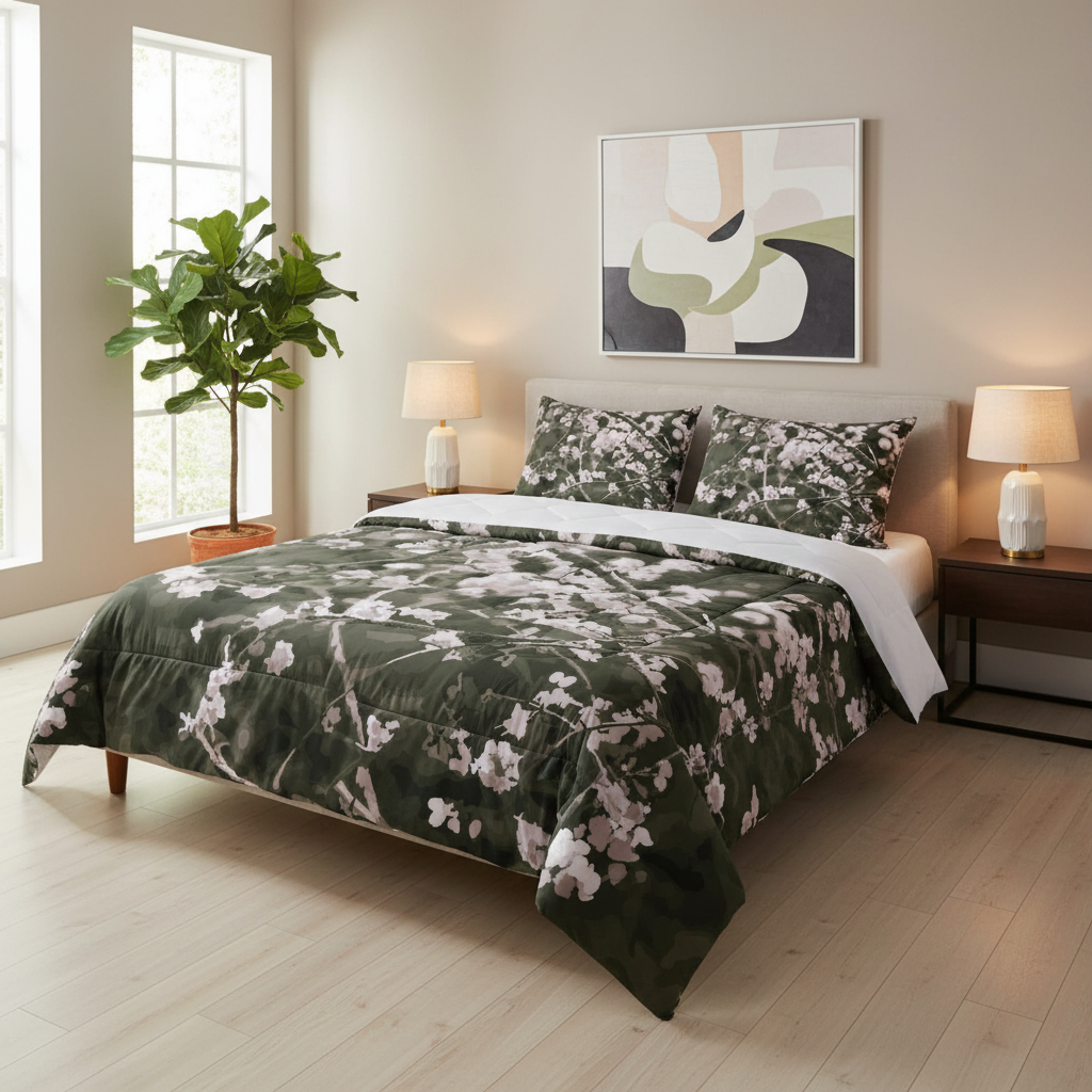 queen size abstract flower bedding comforter design