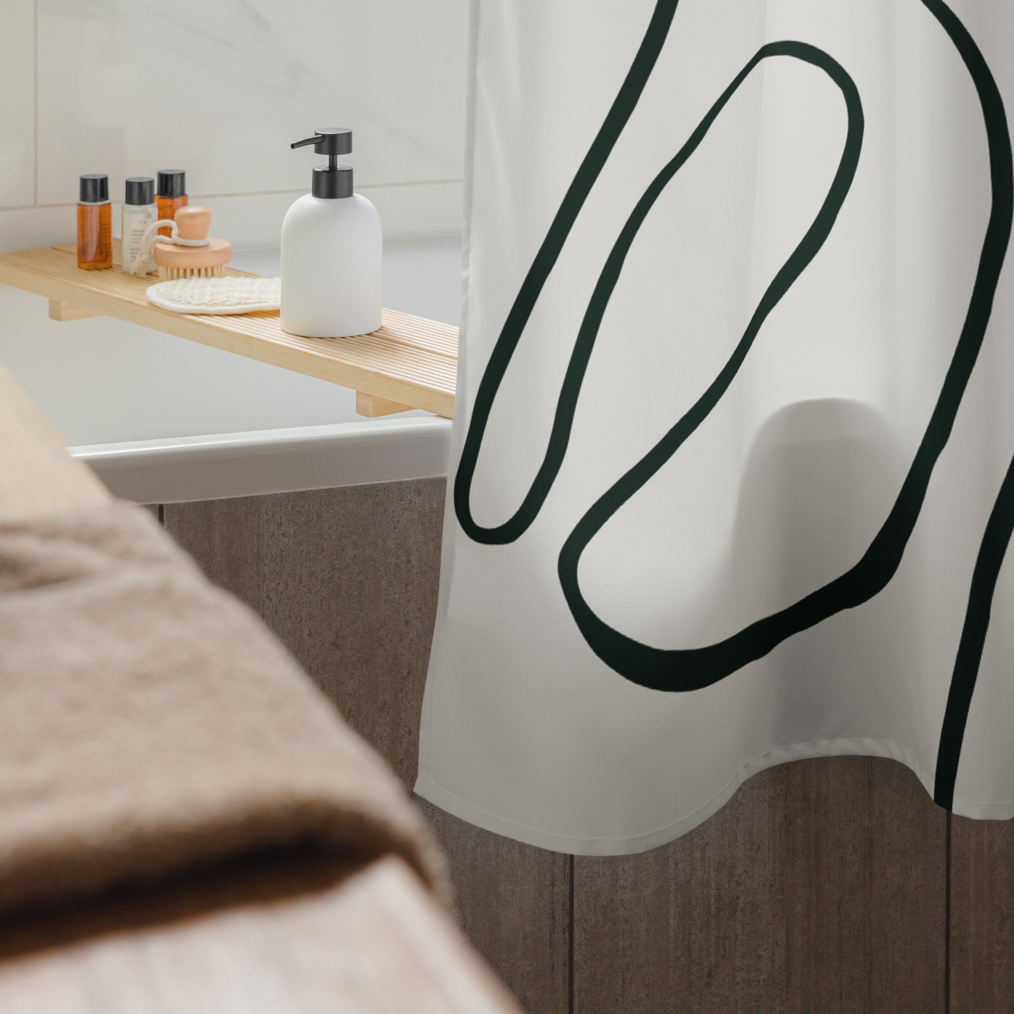 Abstract Green Lines Shower Curtain - Mirfia