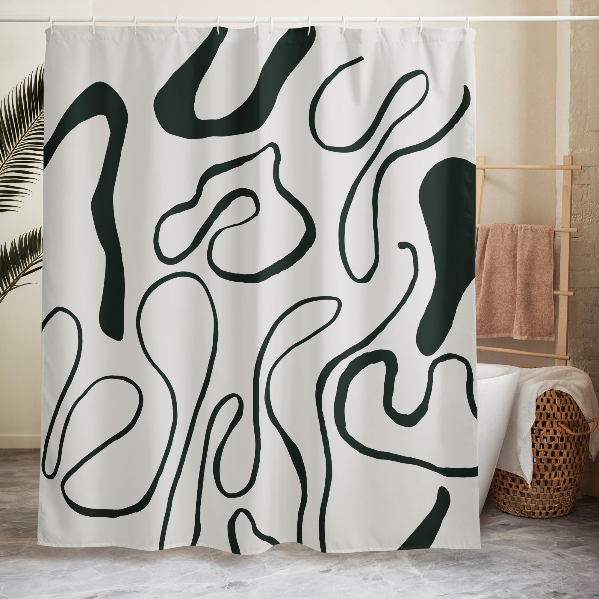 Abstract Green Lines Shower Curtain - Mirfia