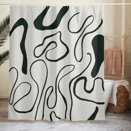 Abstract Green Lines Shower Curtain - Mirfia