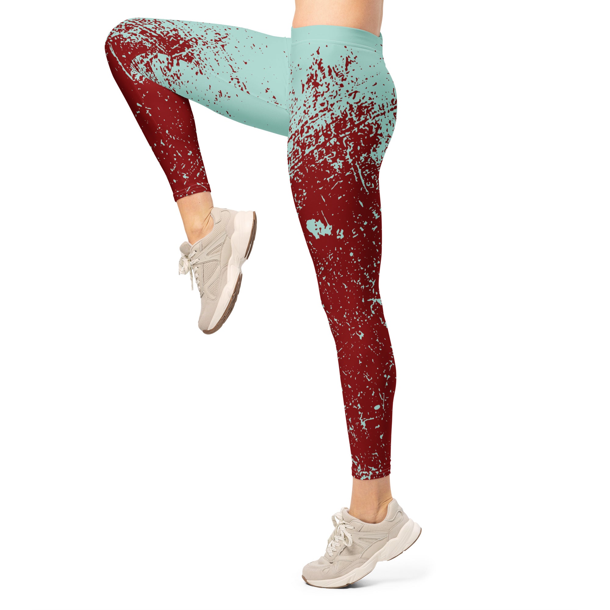 Model wearing abstract leggings training