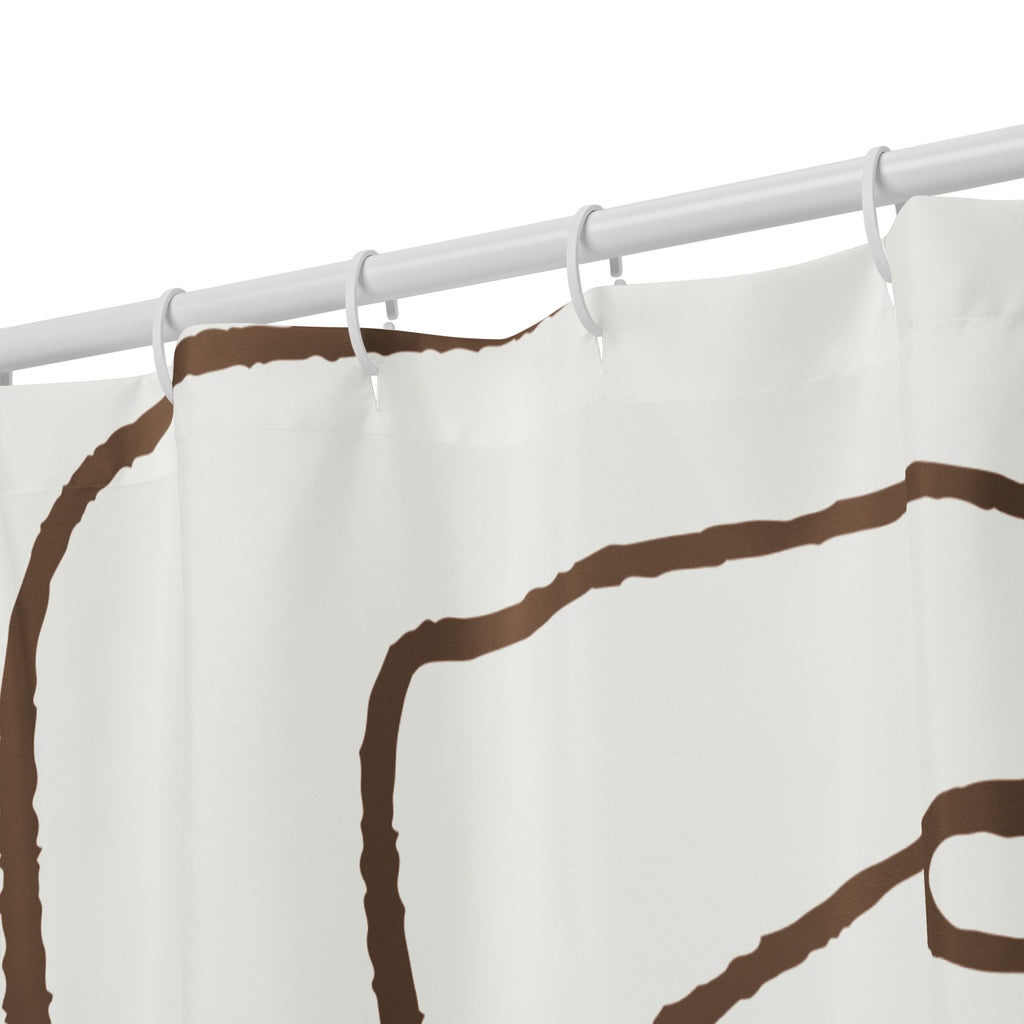 Abstract Face Line Art Brown Shower Curtain - Mirfia