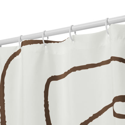 Abstract Face Line Art Brown Shower Curtain - Mirfia