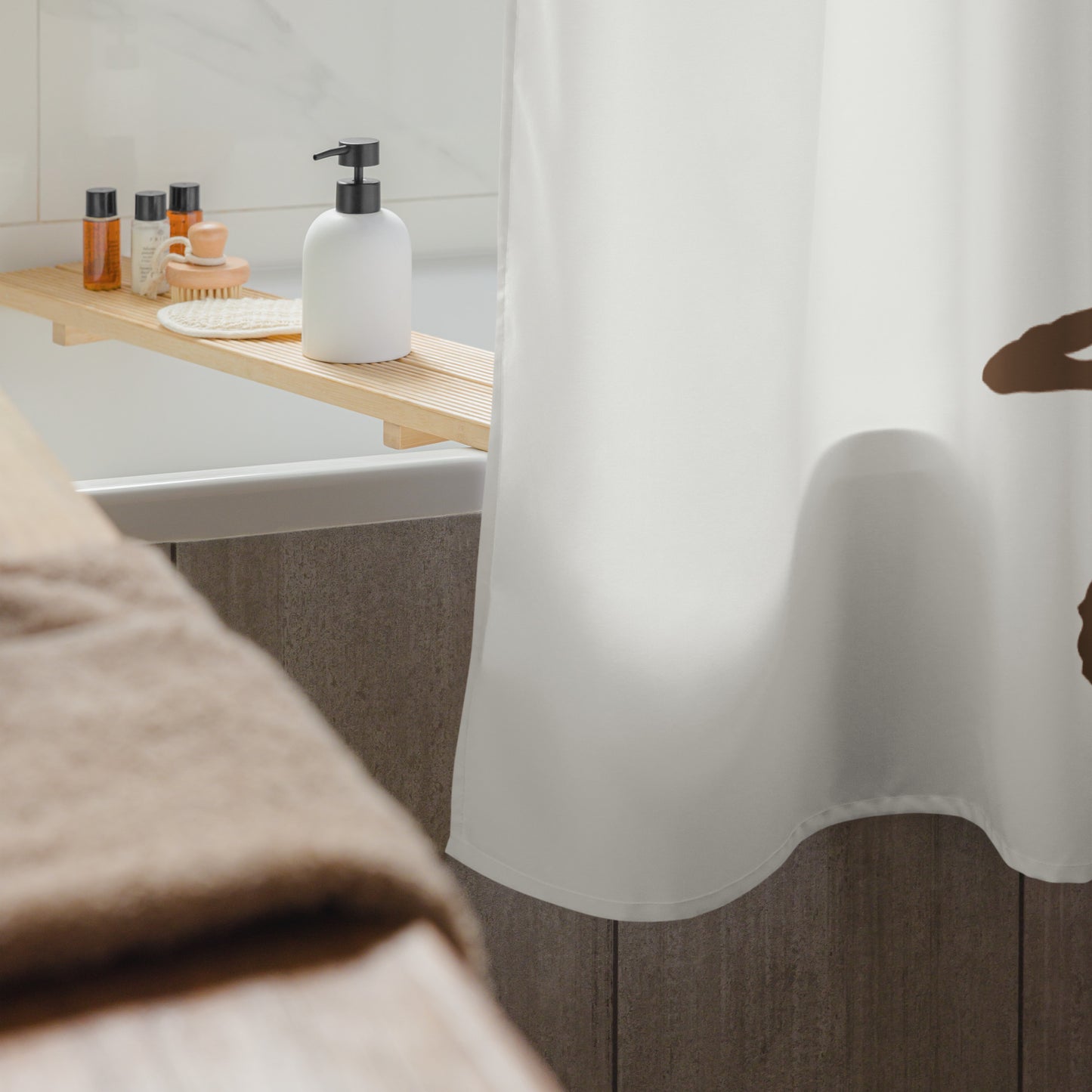 Abstract Face Line Art Brown Shower Curtain - Mirfia