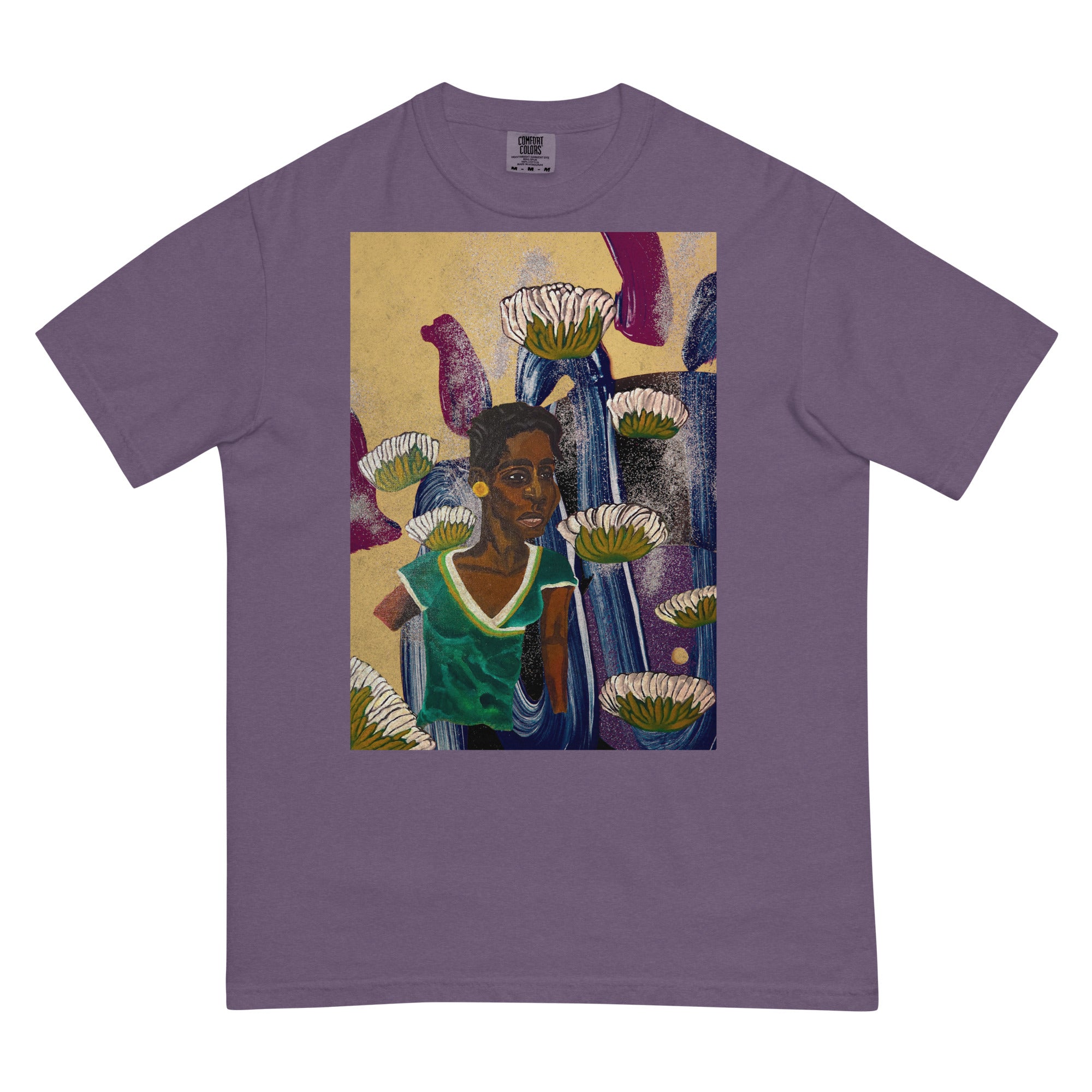 modern artistic graphic tee with painted figure artwork