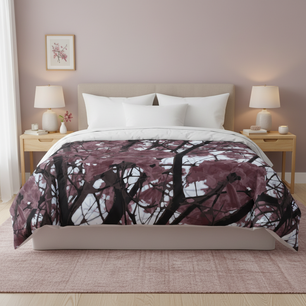 pink floral comforter for girls bedroom aesthetic