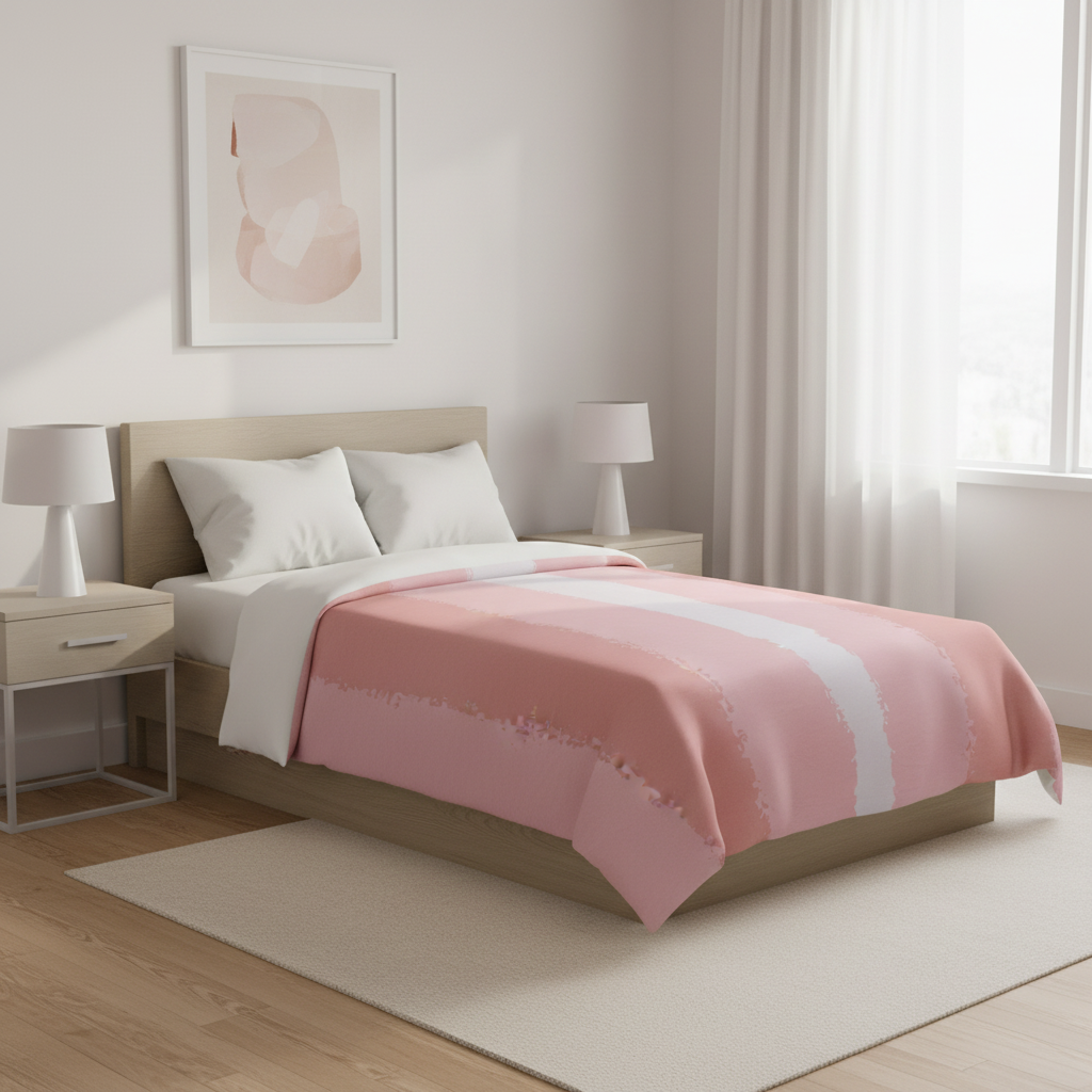 twin size modern abstract pink bedding stripes design