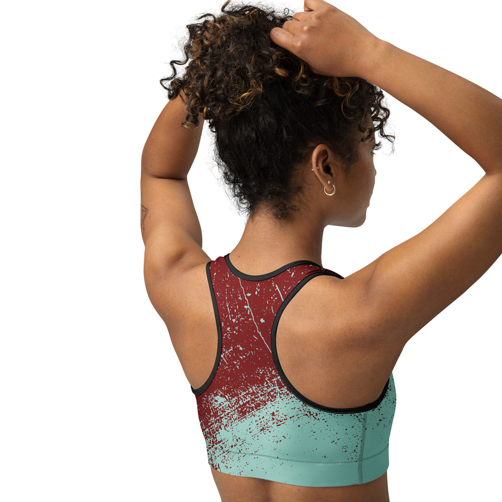 back view of abstract sports bra racerback