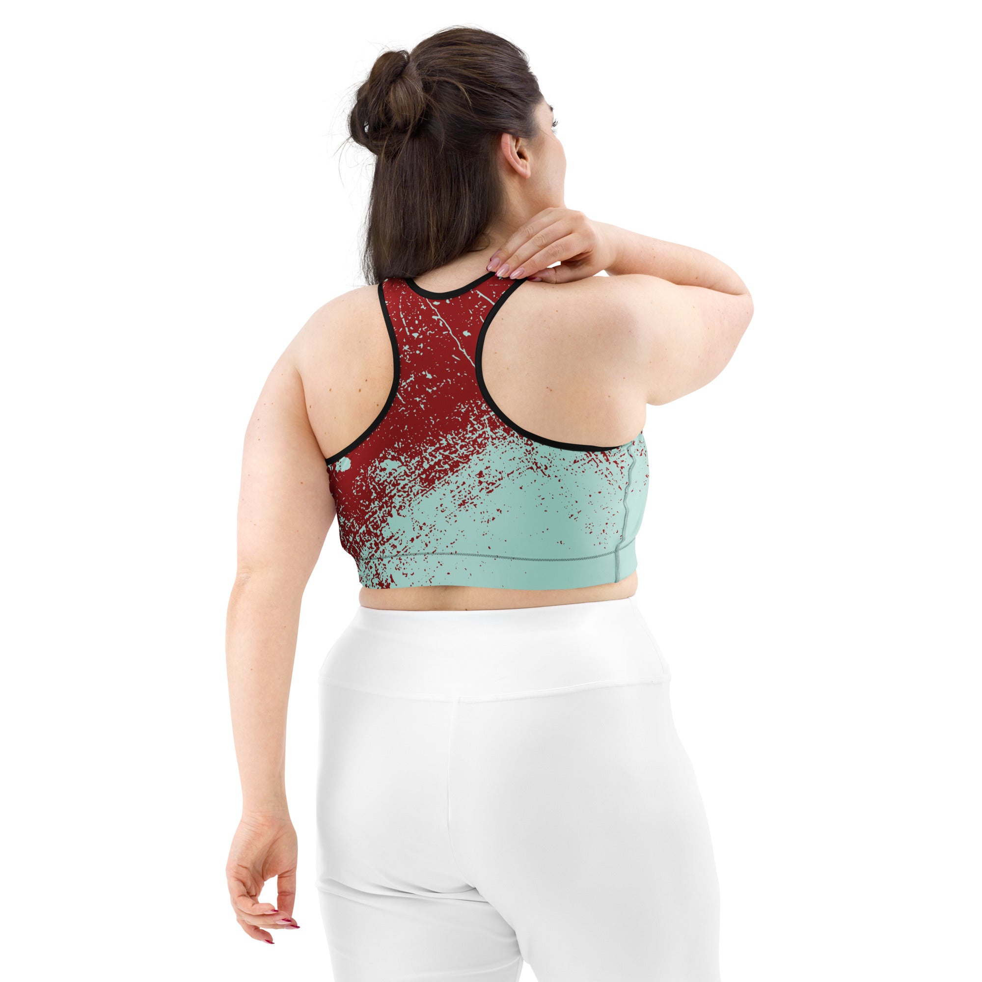 back view abstract pattern sports bra close detail