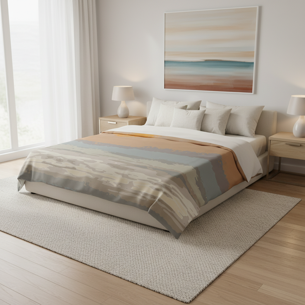 abstract sunset duvet cover warm tone bedding 