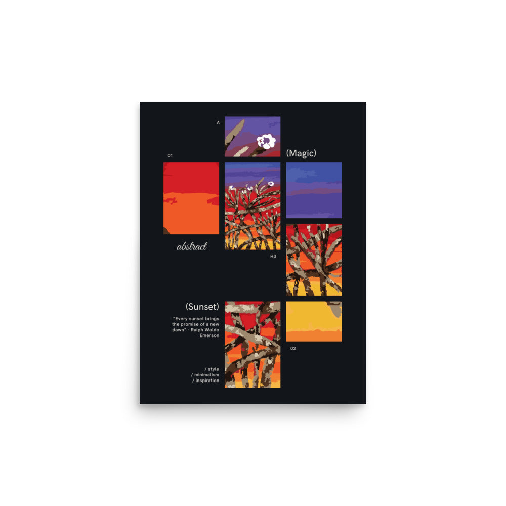 abstract sunset wall art poster with modern design and minimalist typography