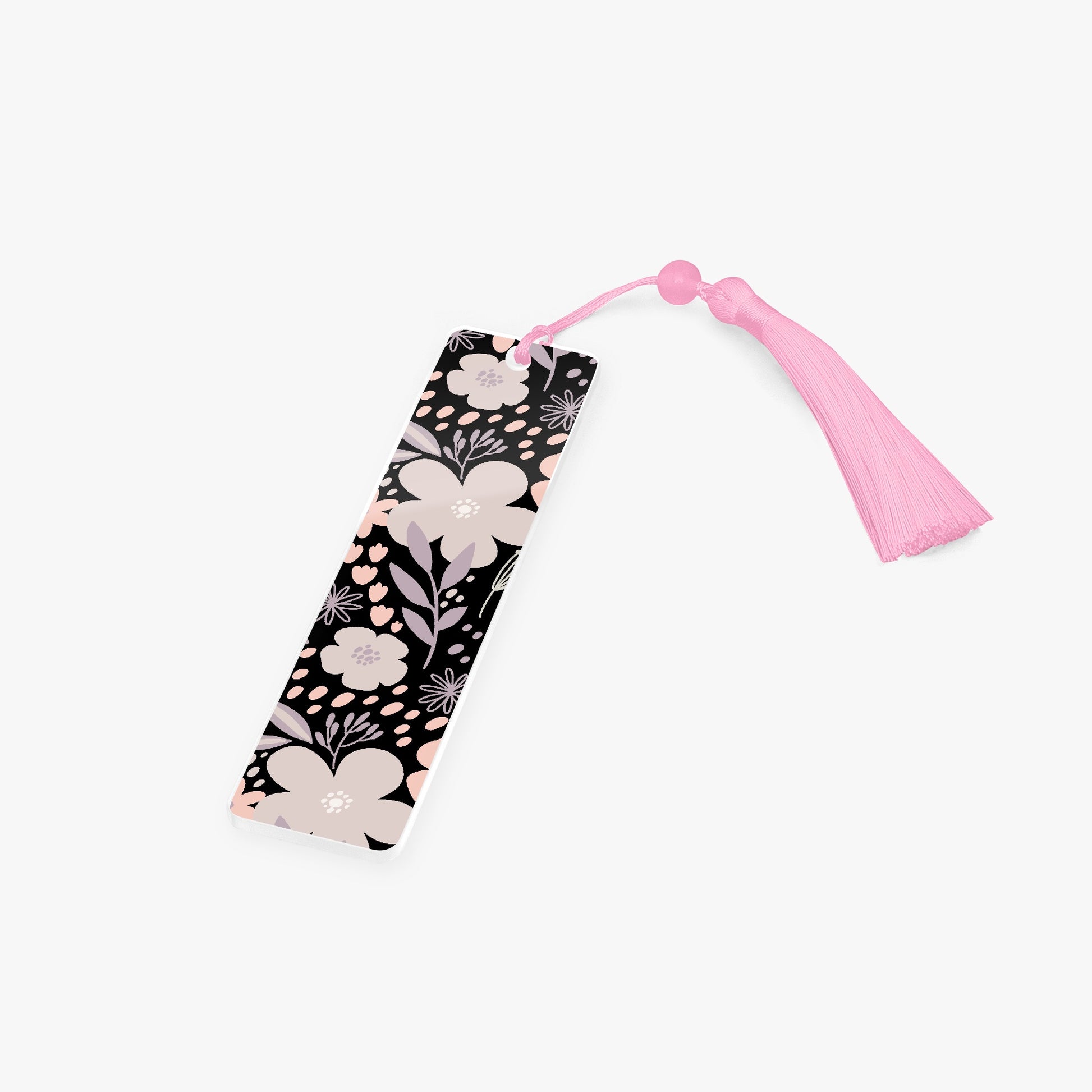 acrylic bookmark floral black