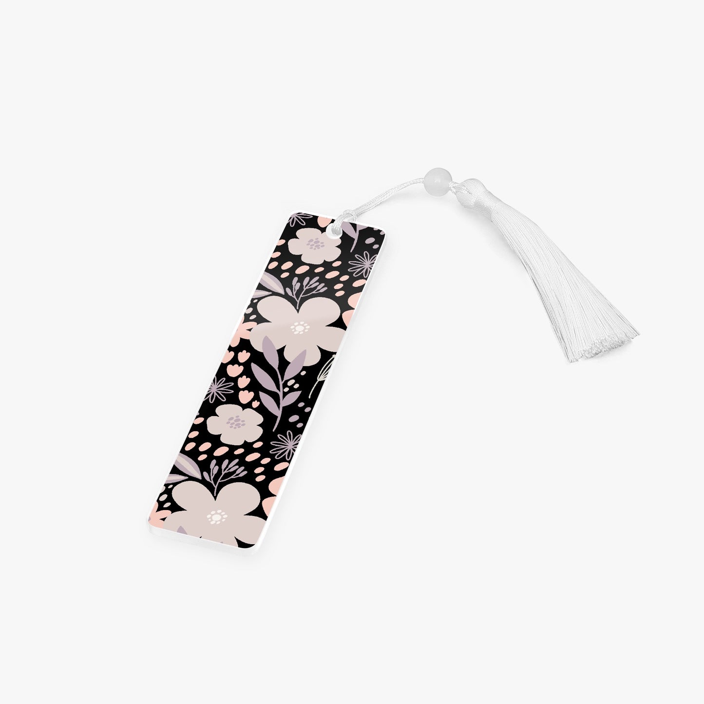 acrylic bookmark floral black