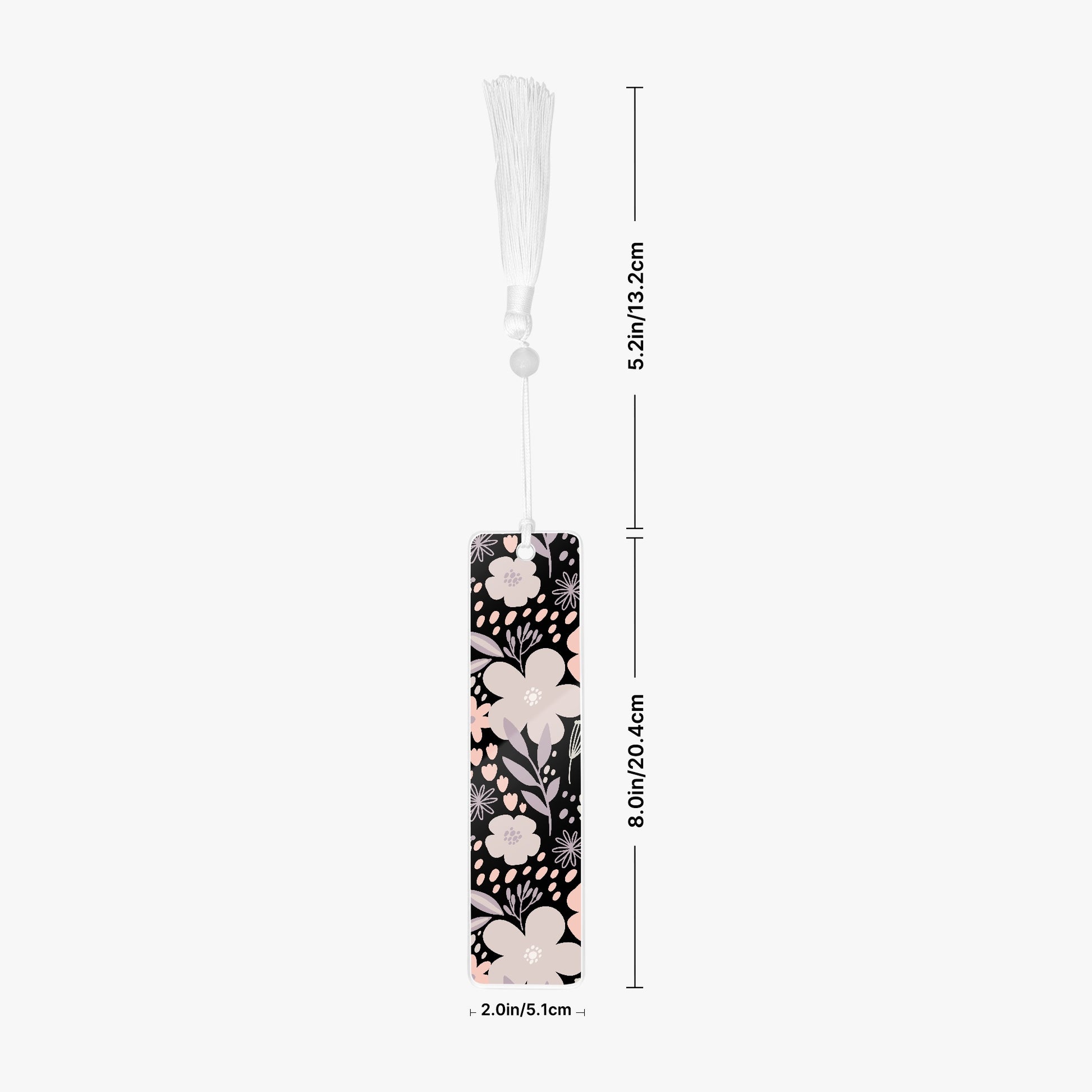 acrylic bookmark floral black