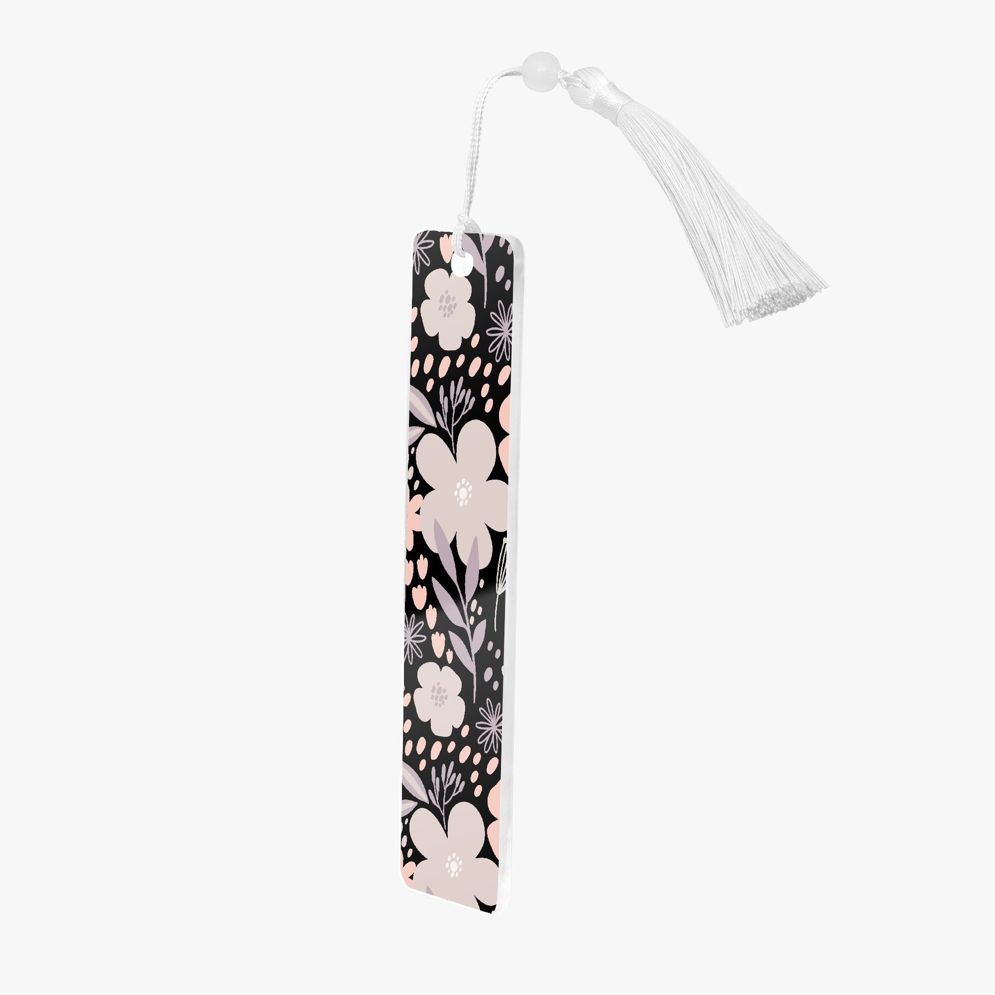 acrylic bookmark floral black