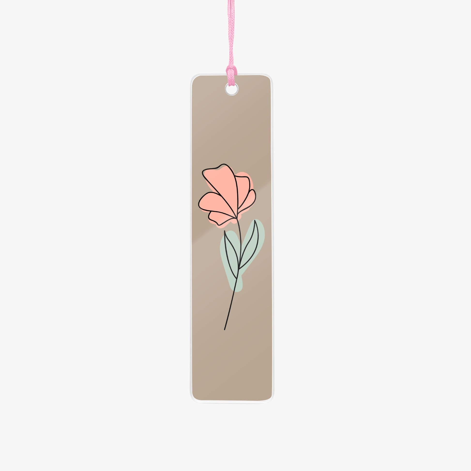 floral pink acrylic bookmark with tassel