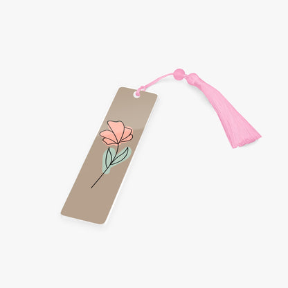 floral pink acrylic bookmark with tassel