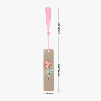 floral pink acrylic bookmark with tassel