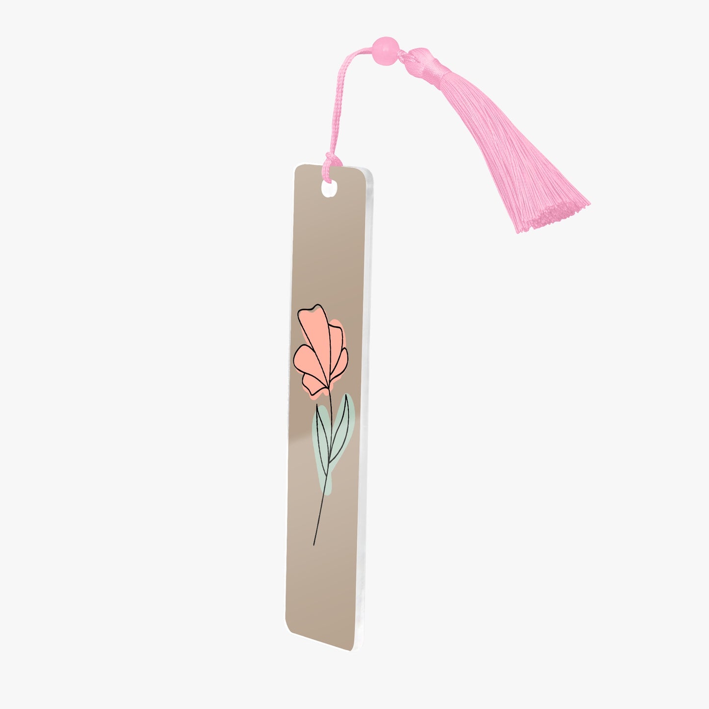 floral pink acrylic bookmark with tassel