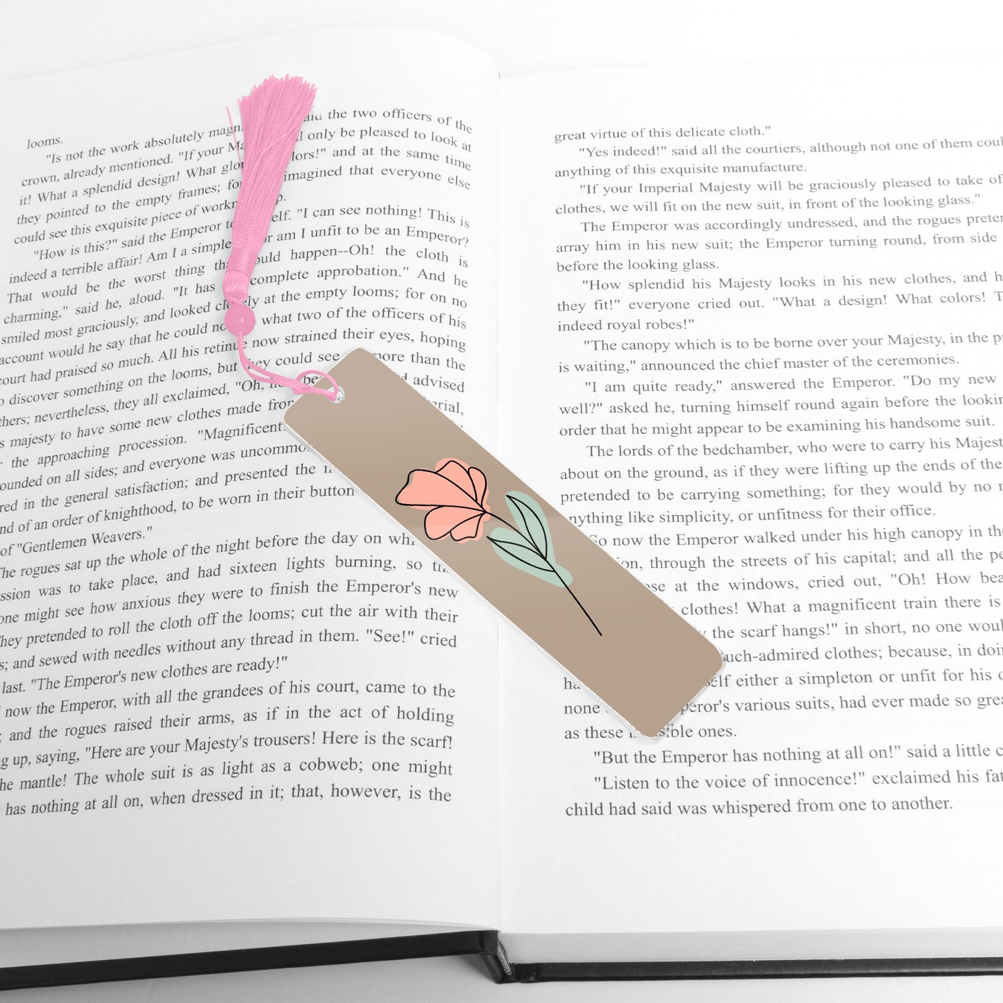 floral pink acrylic bookmark with tassel