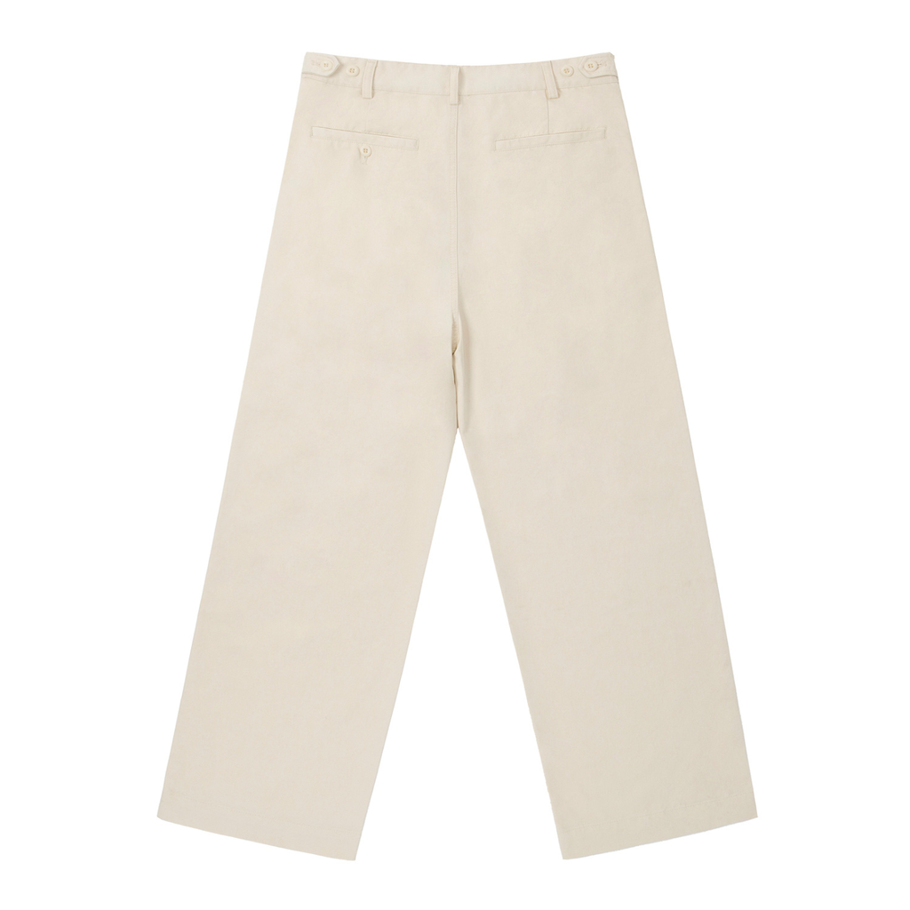 back view of relaxed fit straight leg trousers