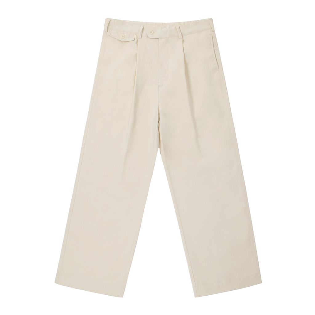 Adjustable waist straight leg pants front view