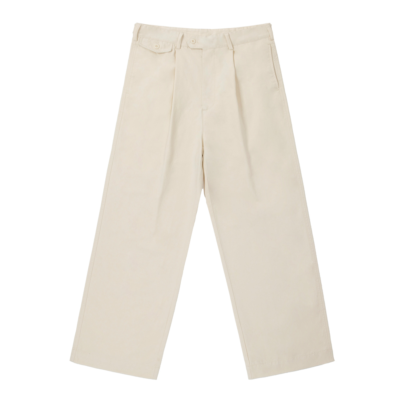 Adjustable waist straight leg pants front view