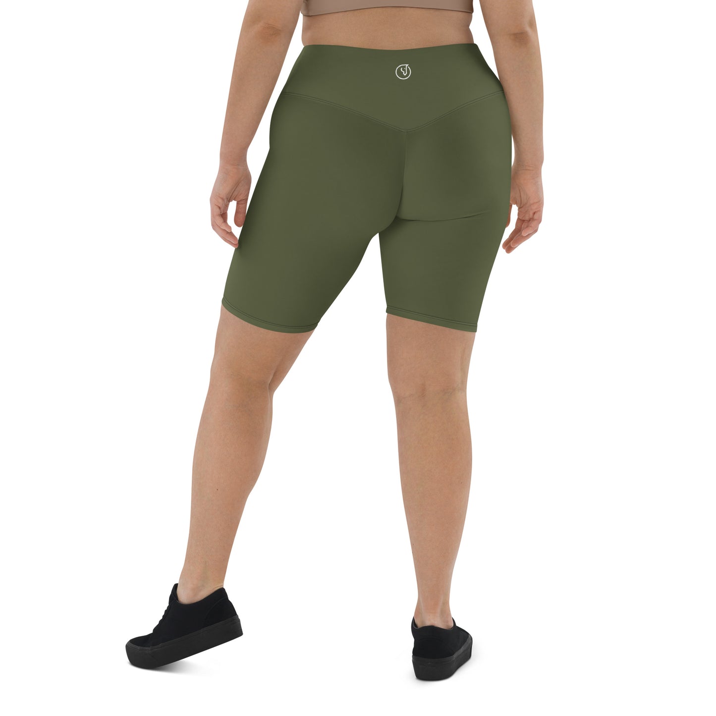 Humble Sportswear women's high waisted knee length green compression biker shorts 