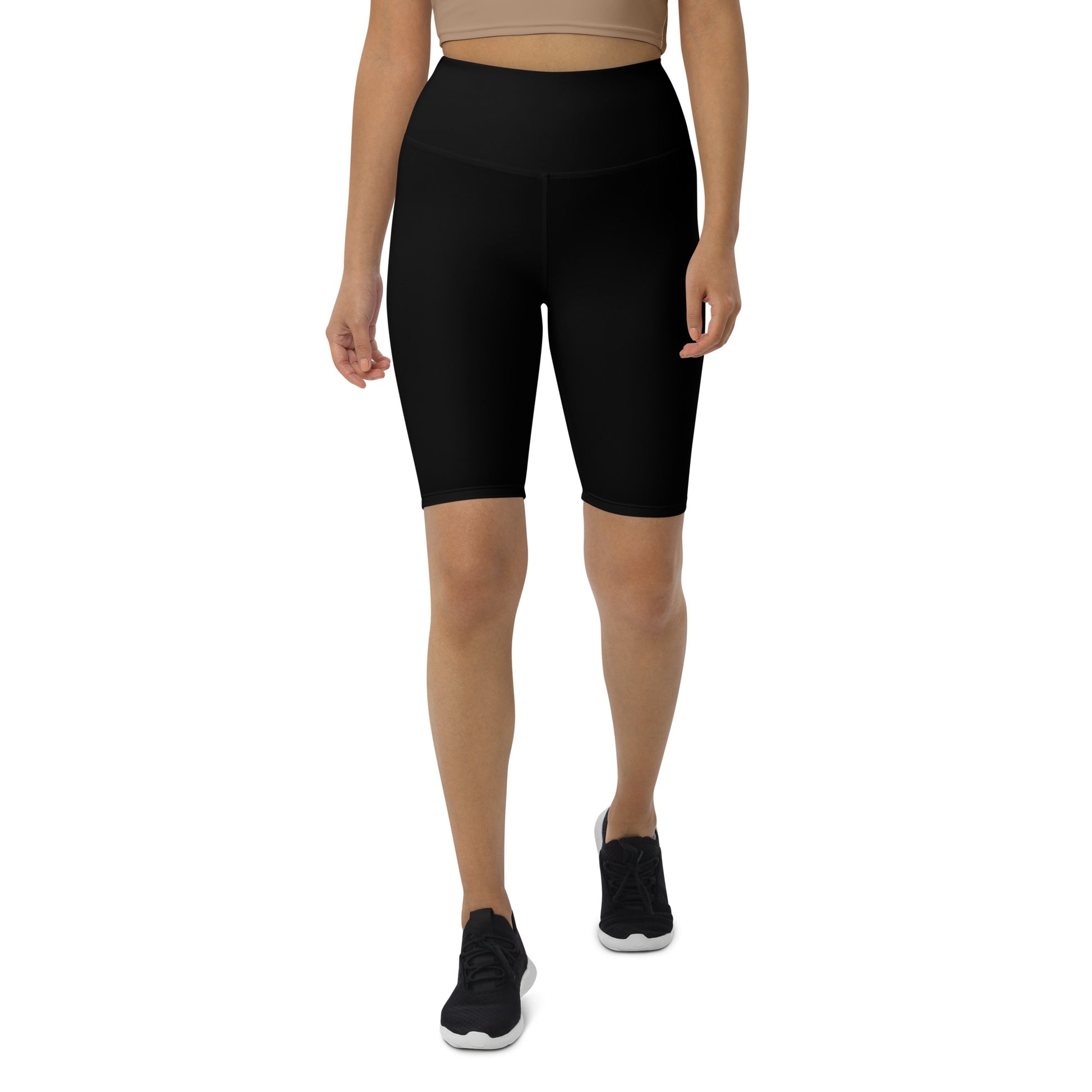 Humble Sportswear women's black high waist knee length biker shorts with butt lifting cut