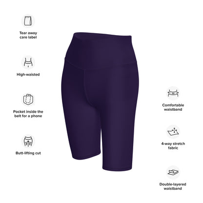 Humble Sportswear women's color match purple high waist compression biker shorts