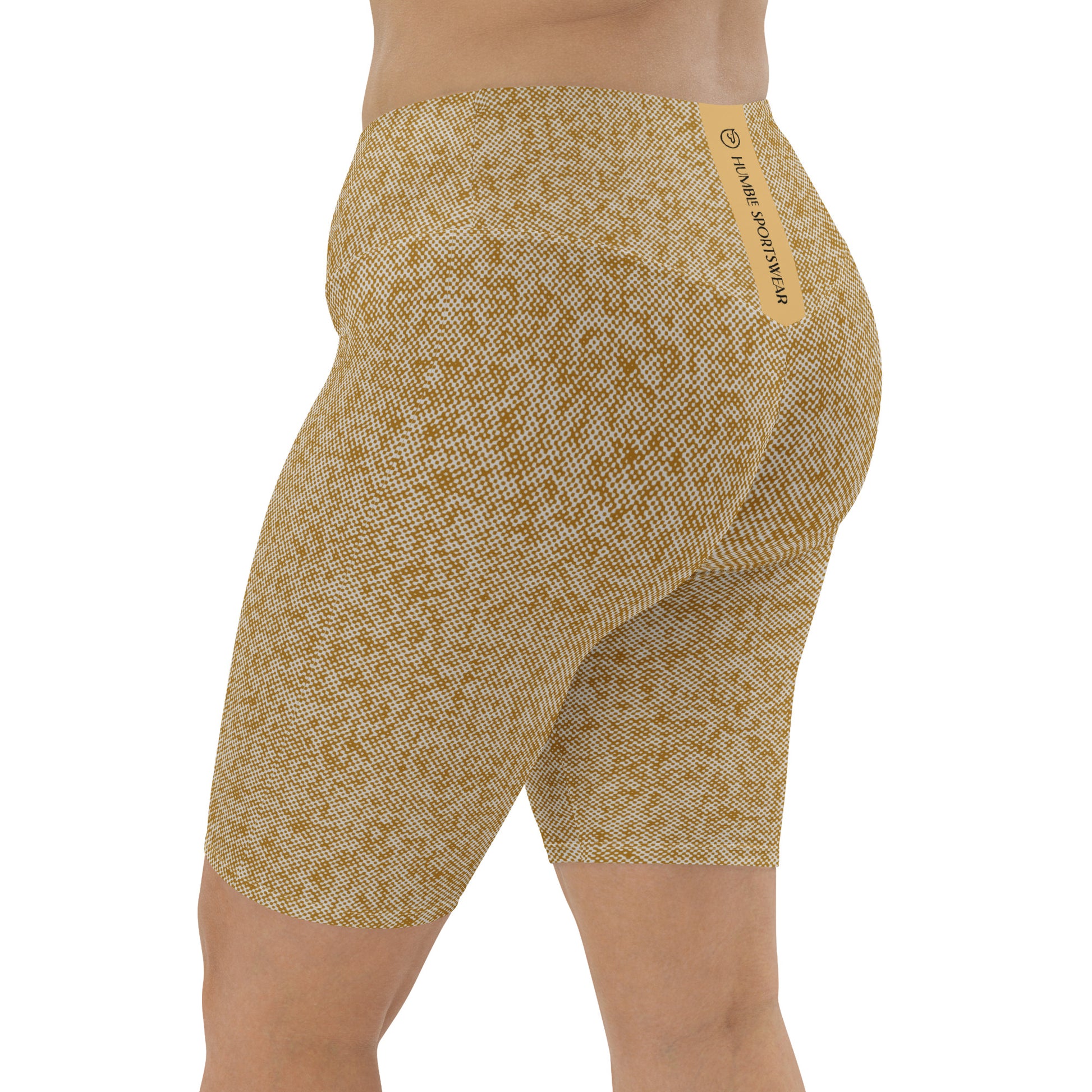 Humble Sportswear women's high waist beige all over print shorts with pockets