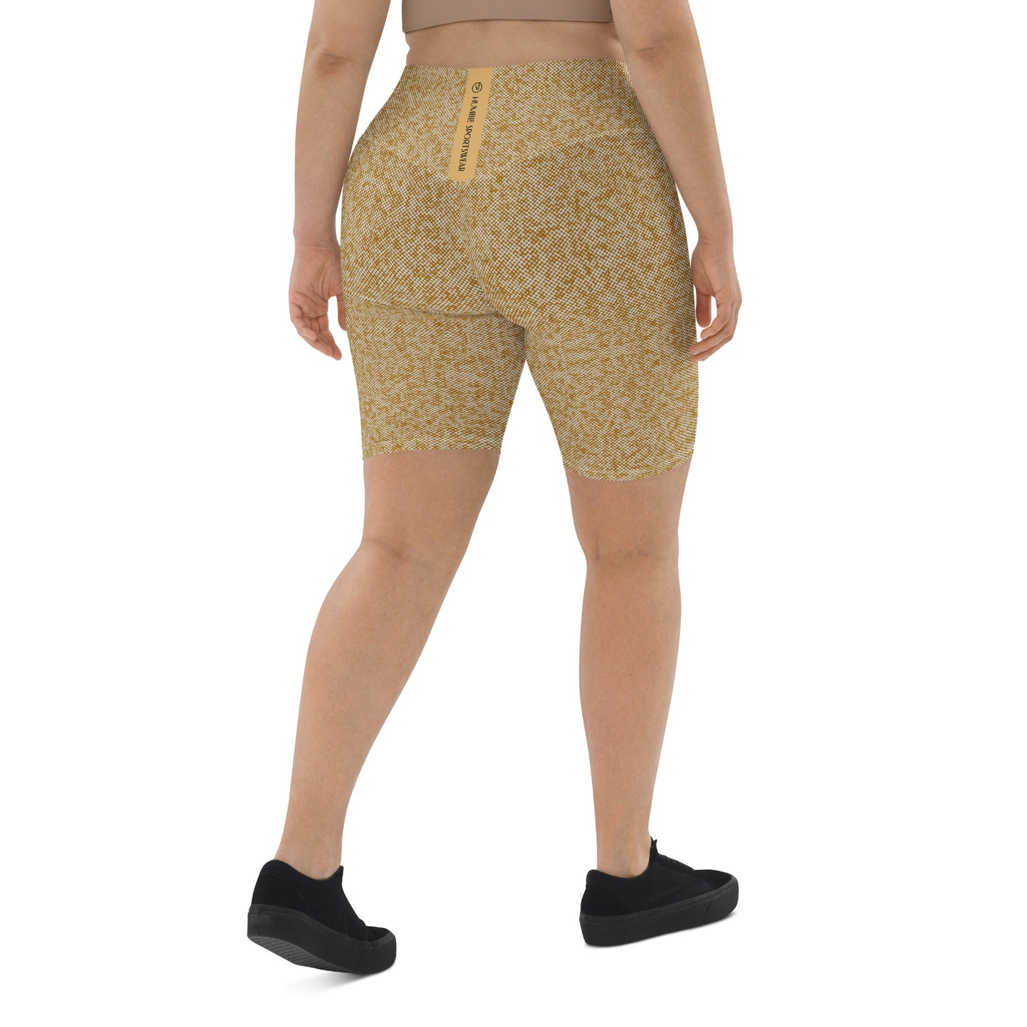 Humble Sportswear women's high waist beige all over print shorts with pockets