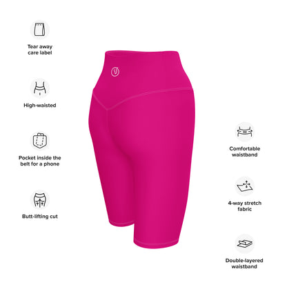 Humble Sportswear women's high waist knee length pink biker shorts 