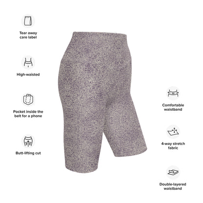 Humble Sportswear women's high waisted purple patterned biker shorts with butt lifting cut