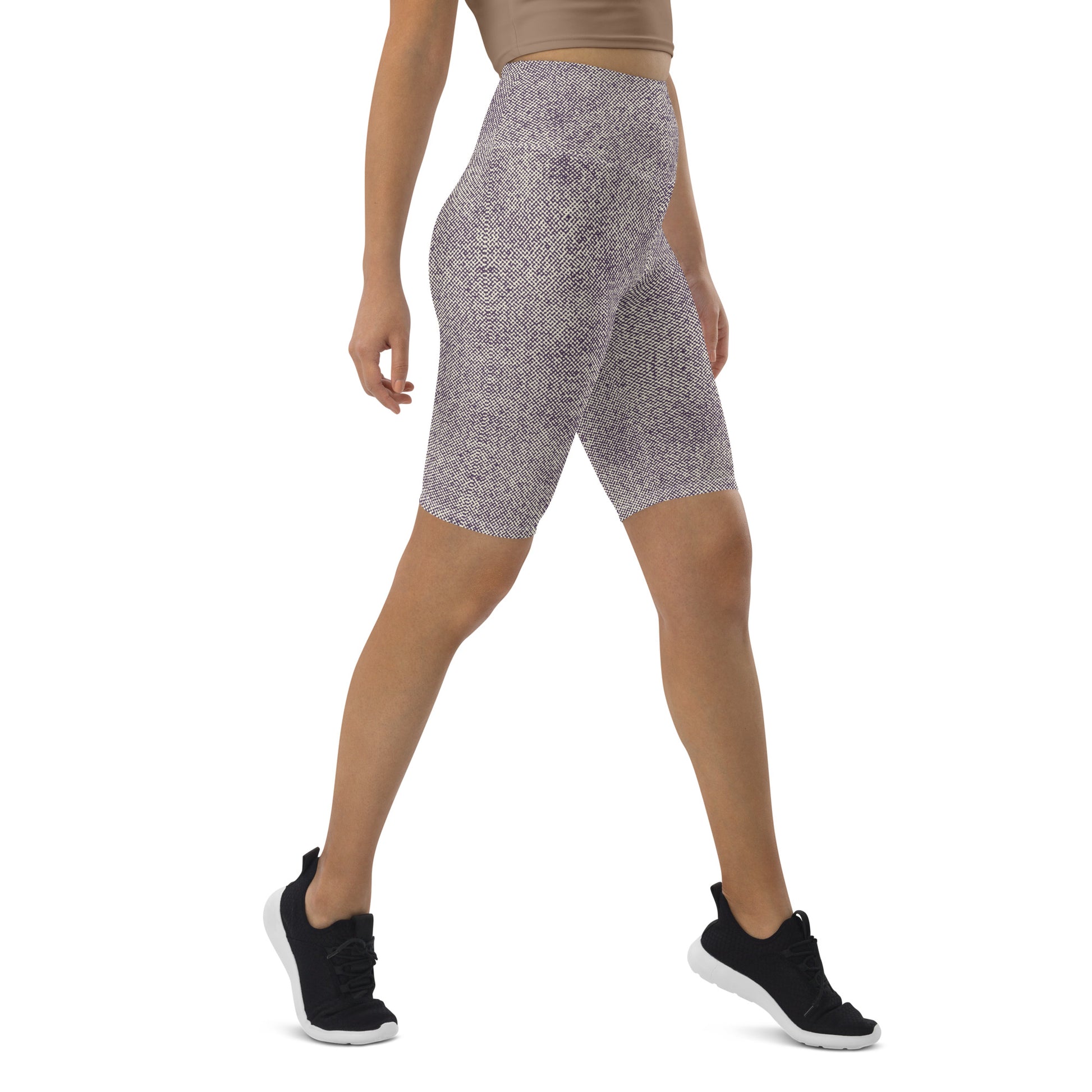 Humble Sportswear women's high waisted purple patterned biker shorts with butt lifting cut